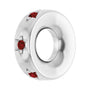 Sapphire Row Natural Gemstone Star Spacer Charm - Mozambique Garnet, 14K White Gold (view 2)