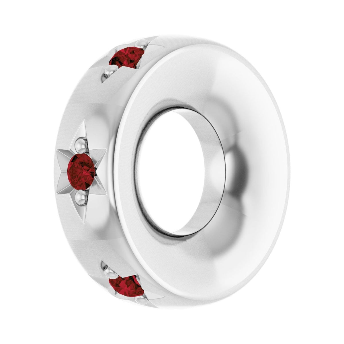 Sapphire Row Natural Gemstone Star Spacer Charm - Mozambique Garnet, 14K White Gold (view 2)