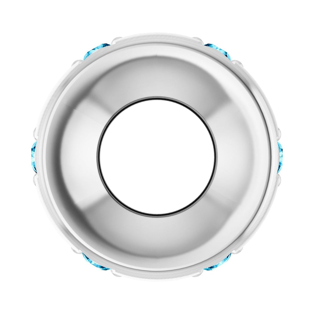 Sapphire Row Natural Gemstone Star Spacer Charm - Aquamarine, 10K White Gold (view 3)