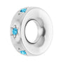 Sapphire Row Natural Gemstone Star Spacer Charm - Aquamarine, 14K White Gold (view 2)