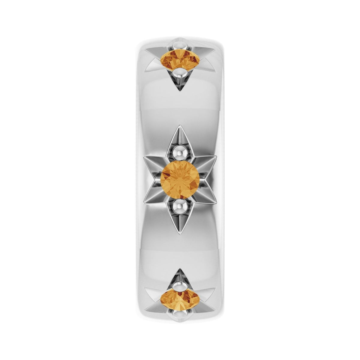 Sapphire Row Natural Gemstone Star Spacer Charm - Citrine, Platinum