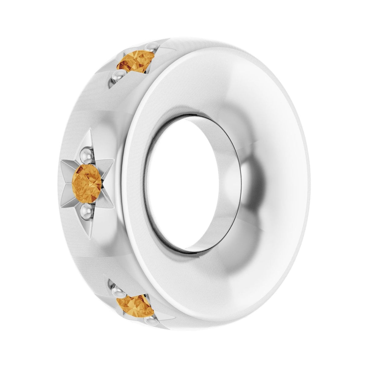Sapphire Row Natural Gemstone Star Spacer Charm - Citrine, Platinum (view 2)