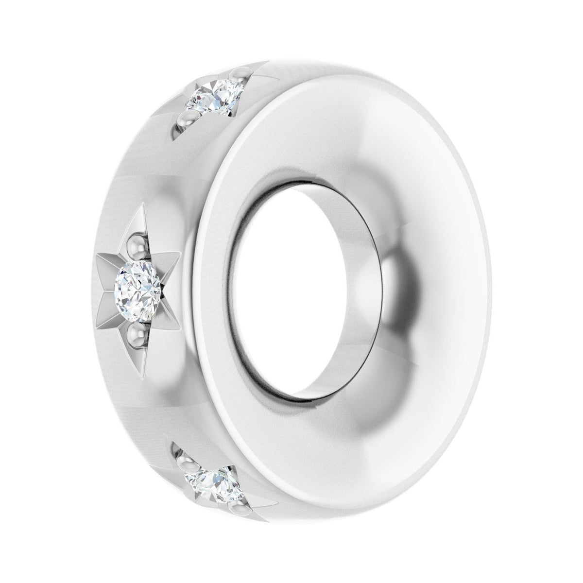 Sapphire Row Natural Gemstone Star Spacer Charm - Diamond, Platinum (view 2)