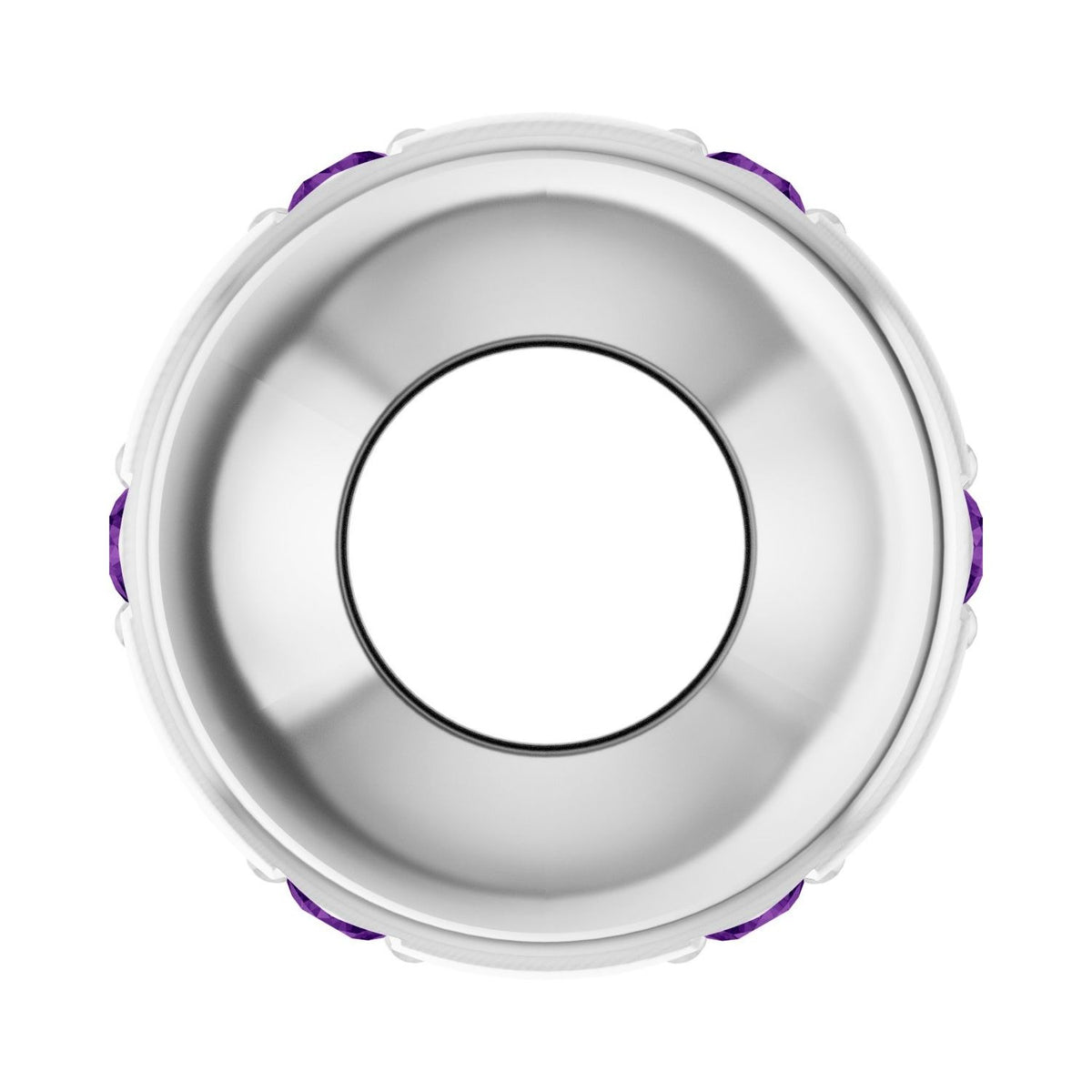Sapphire Row Natural Gemstone Star Spacer Charm - Amethyst, 10K White Gold (view 3)