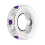 Sapphire Row Natural Gemstone Star Spacer Charm - Amethyst, 14K White Gold (view 2)