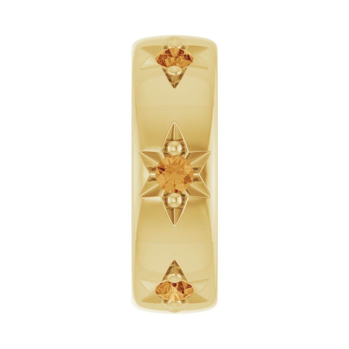 Sapphire Row Natural Gemstone Star Spacer Charm - Citrine, 14K Yellow Gold