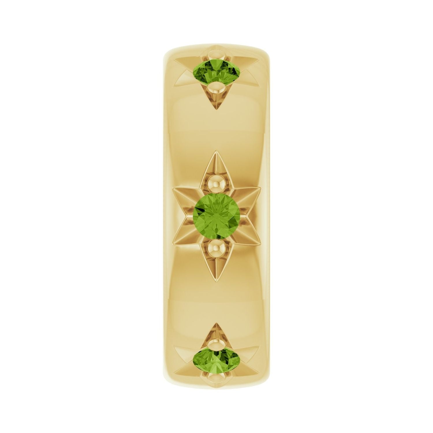 Sapphire Row Natural Gemstone Star Spacer Charm - Peridot, 10K Yellow Gold