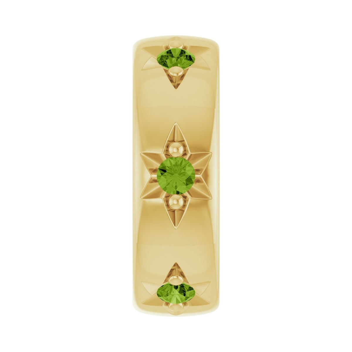 Sapphire Row Natural Gemstone Star Spacer Charm - Peridot, 14K Yellow Gold