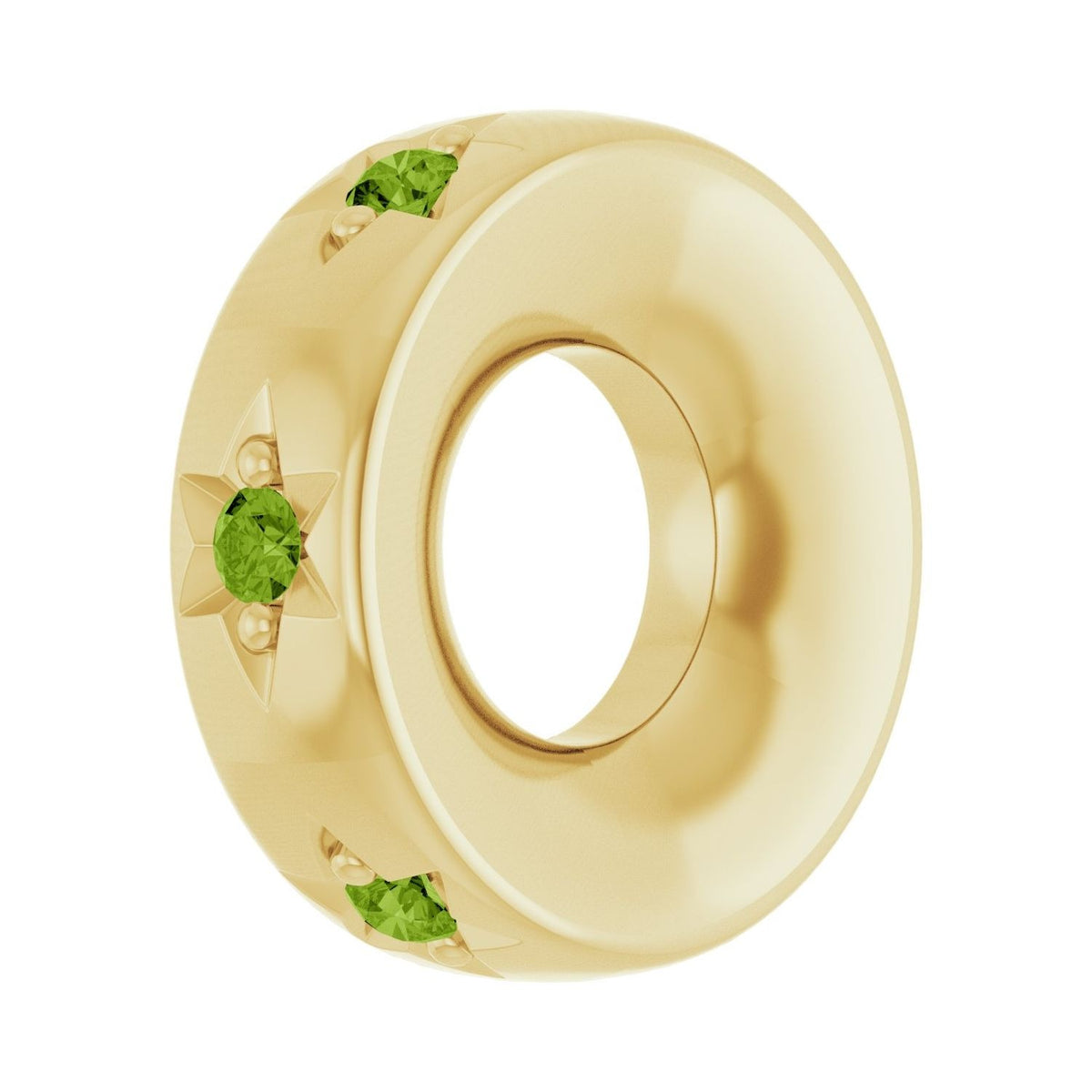 Sapphire Row Natural Gemstone Star Spacer Charm - Peridot, 14K Yellow Gold (view 2)