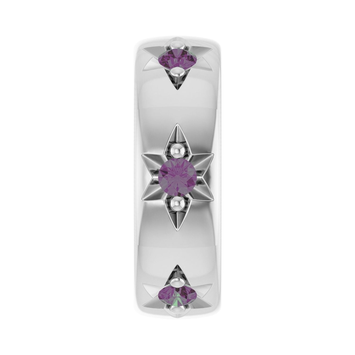 Sapphire Row Lab-Grown Gemstone Star Spacer Charm - Alexandrite, 10K White Gold