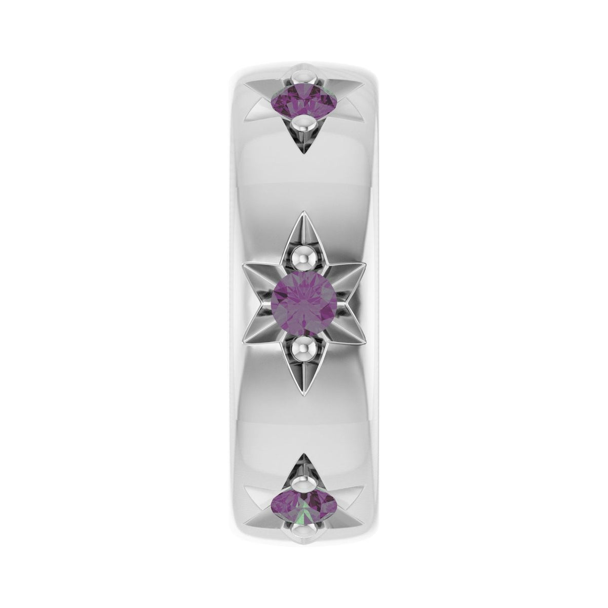 Sapphire Row Lab-Grown Gemstone Star Spacer Charm - Alexandrite, 14K White Gold