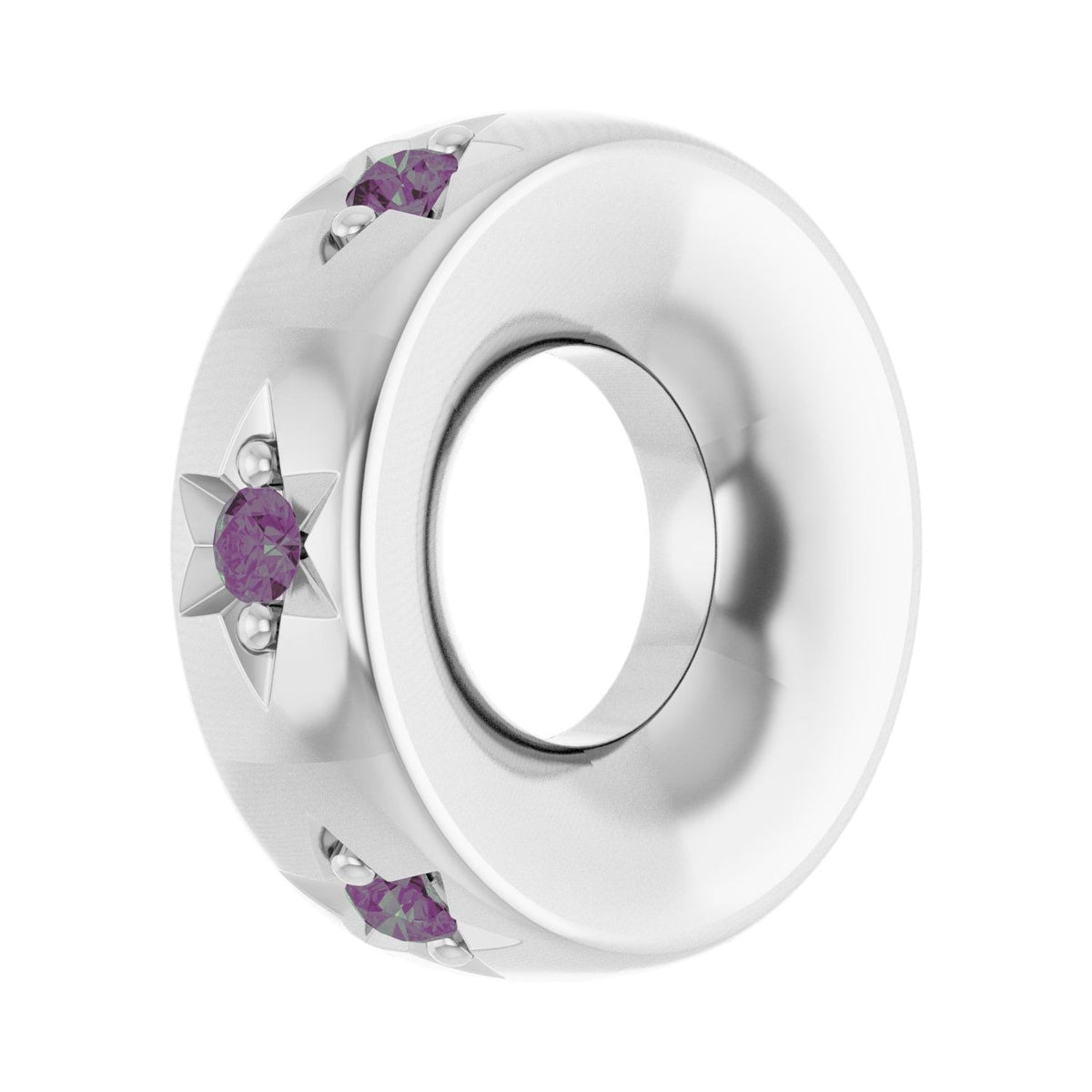 Sapphire Row Lab-Grown Gemstone Star Spacer Charm - Alexandrite, 14K White Gold (view 2)