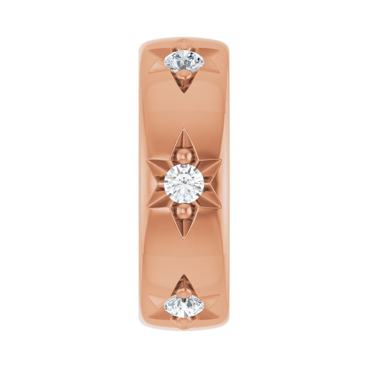 Sapphire Row Lab-Grown Gemstone Star Spacer Charm - Diamond, 14K Rose Gold