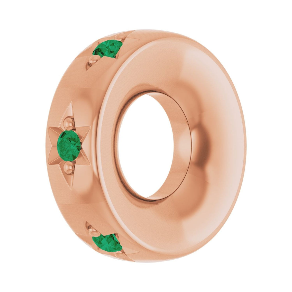 Sapphire Row Lab-Grown Gemstone Star Spacer Charm - Emerald, 14K Rose Gold (view 2)