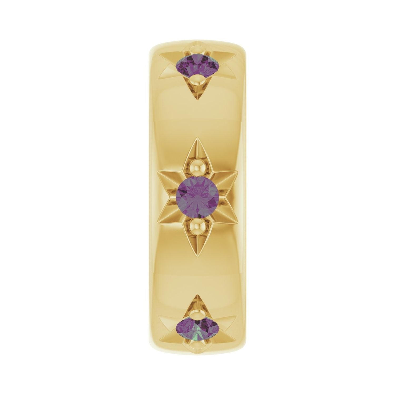 Sapphire Row Lab-Grown Gemstone Star Spacer Charm - Alexandrite, 10K Yellow Gold