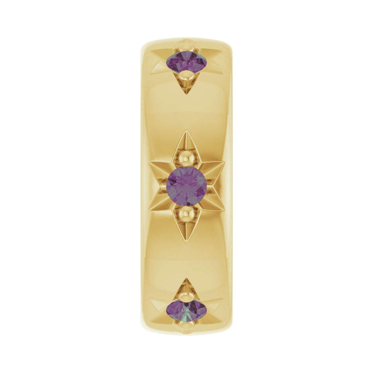 Sapphire Row Lab-Grown Gemstone Star Spacer Charm - Alexandrite, 10K Yellow Gold