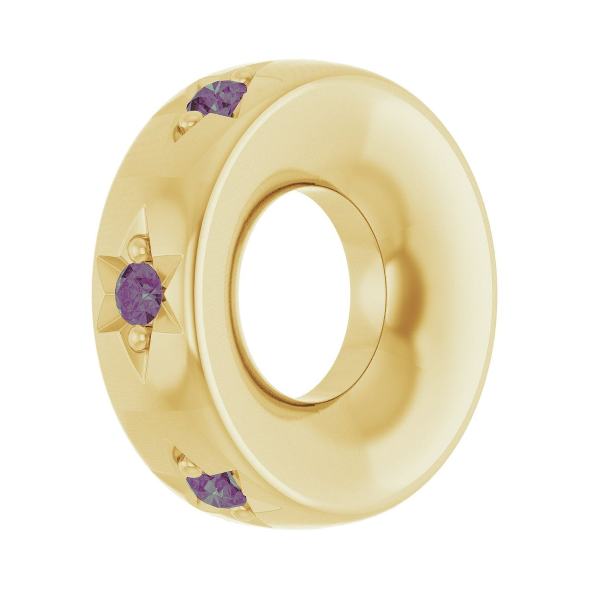 Sapphire Row Lab-Grown Gemstone Star Spacer Charm - Alexandrite, 10K Yellow Gold (view 2)