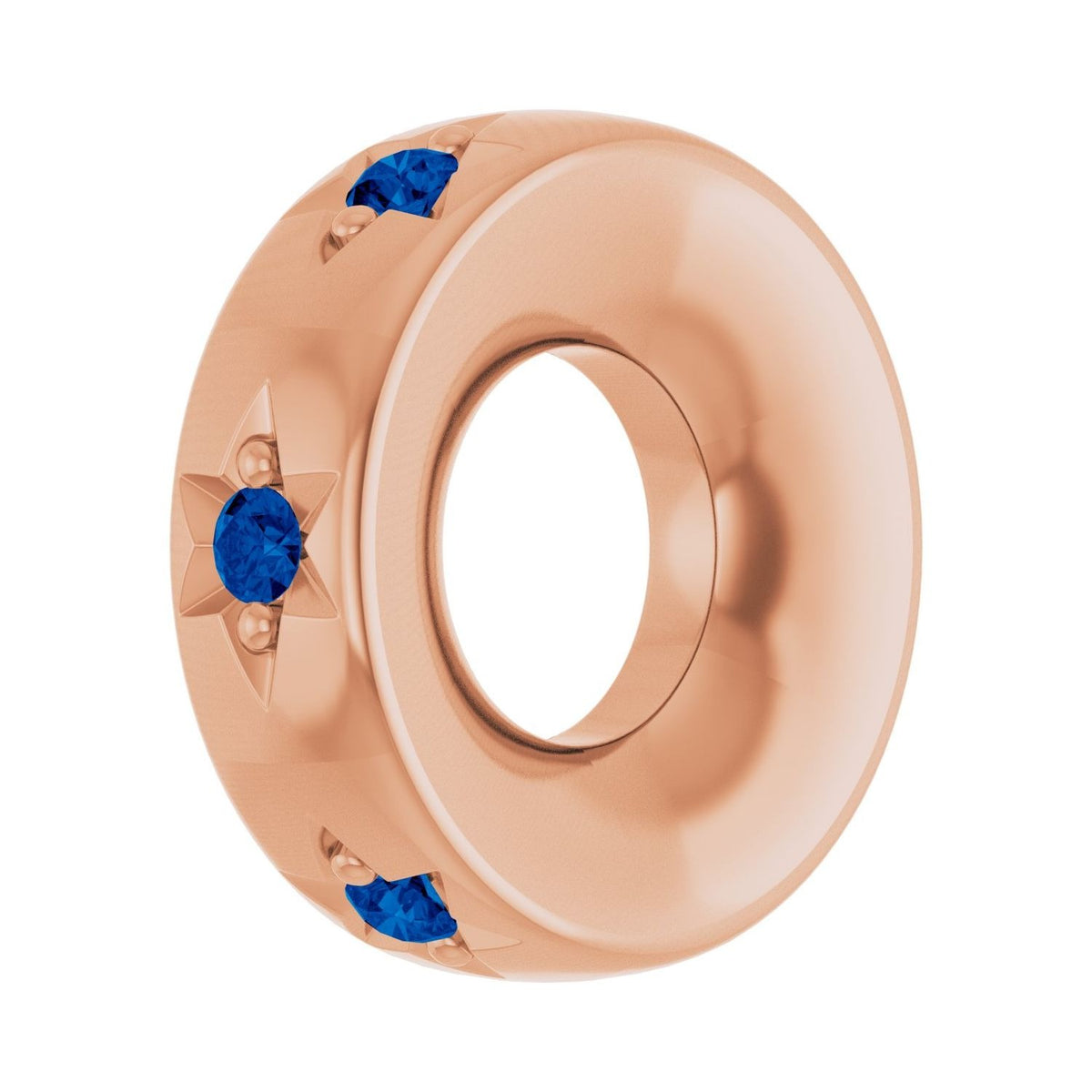 Sapphire Row Lab-Grown Gemstone Star Spacer Charm - Blue Sapphire, 14K Rose Gold (view 2)