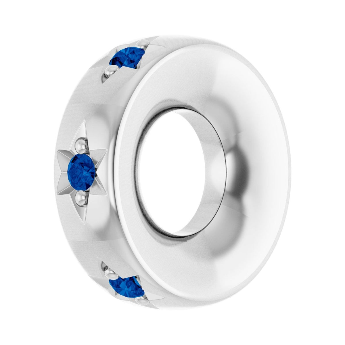Sapphire Row Lab-Grown Gemstone Star Spacer Charm - Blue Sapphire, Platinum (view 2)