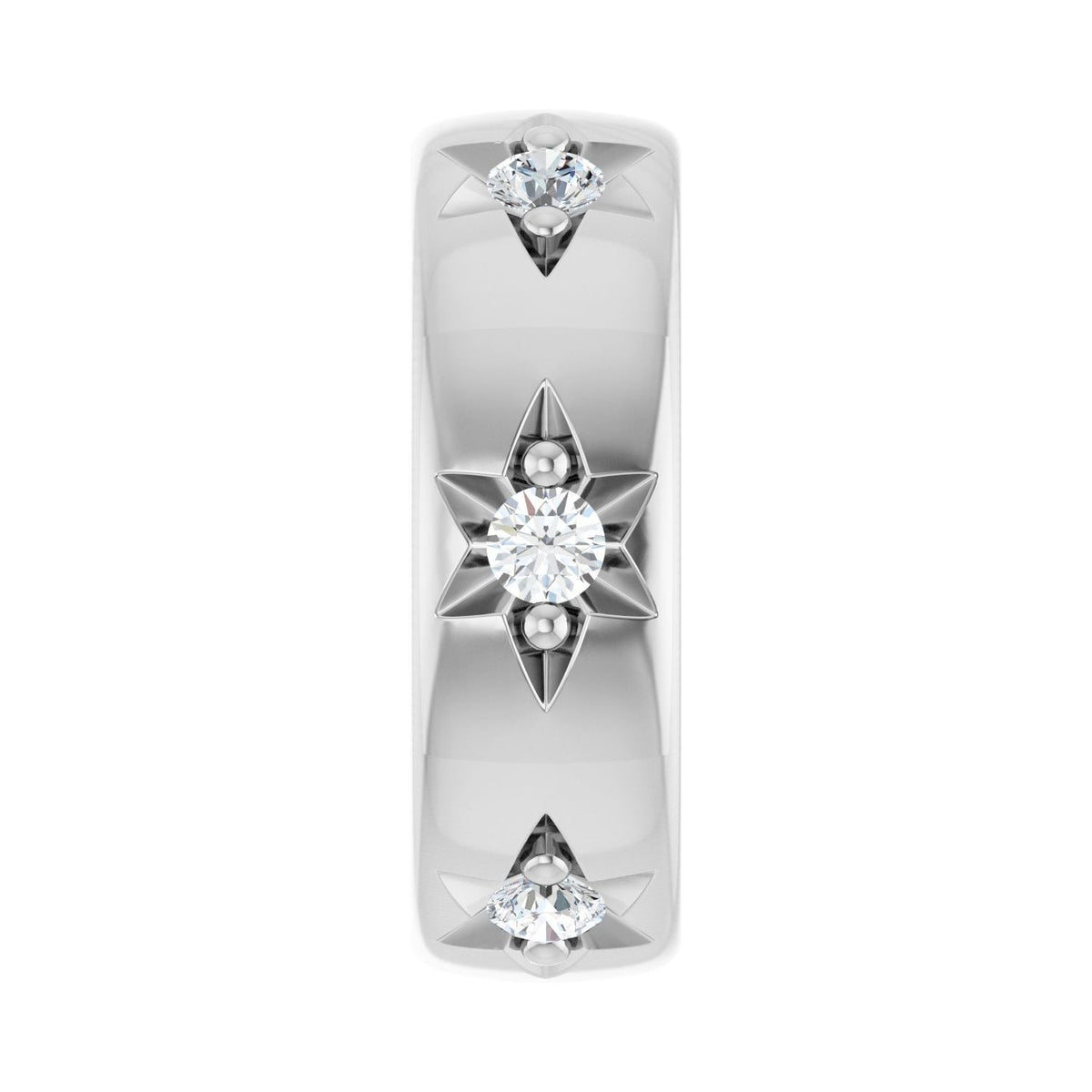 Sapphire Row Lab-Grown Gemstone Star Spacer Charm - Diamond, 10K White Gold
