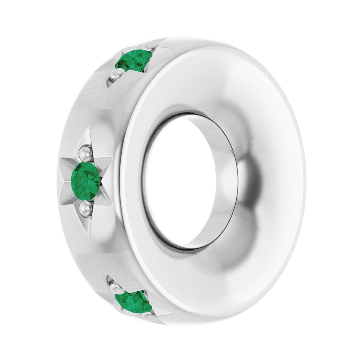 Sapphire Row Lab-Grown Gemstone Star Spacer Charm - Emerald, 10K White Gold (view 2)
