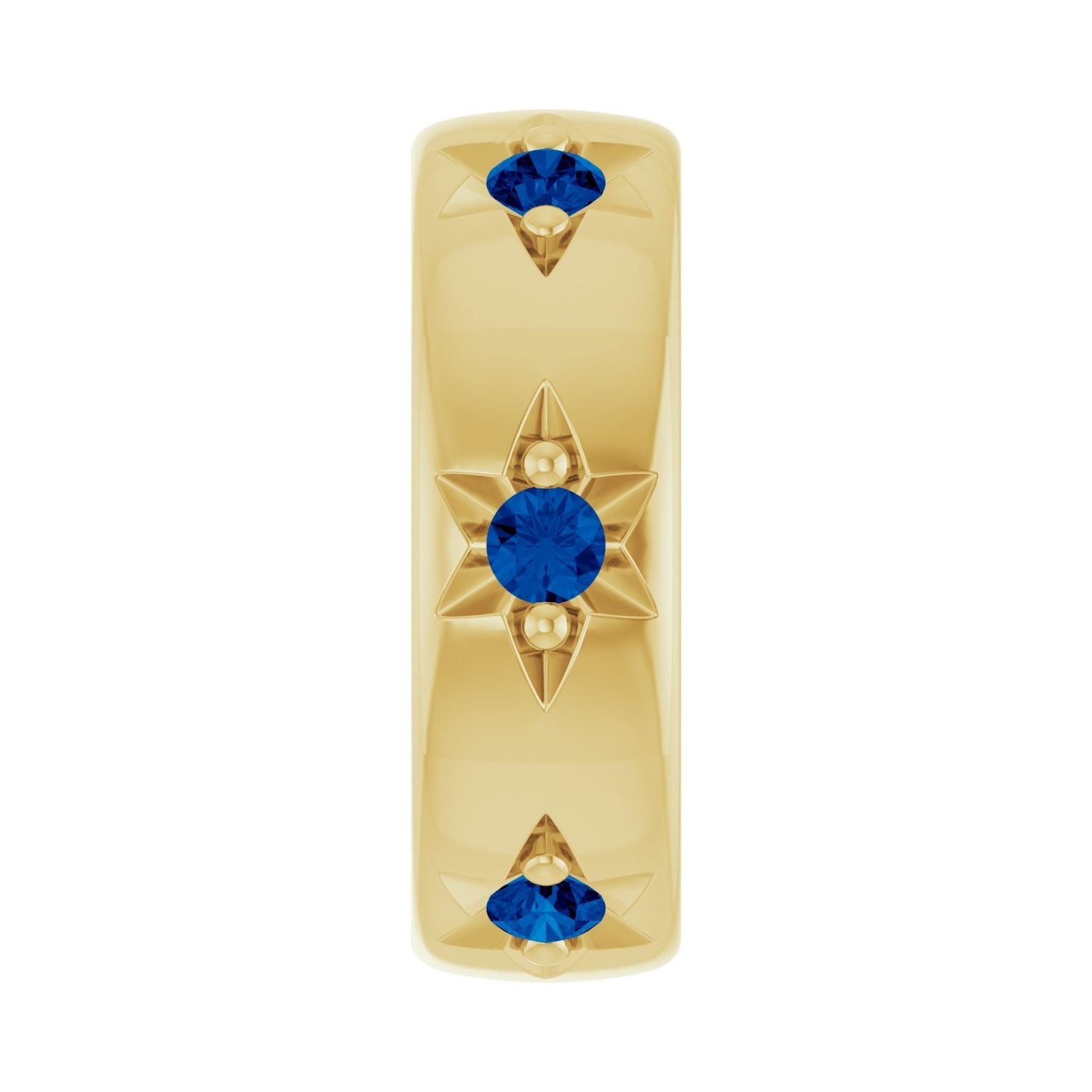 Sapphire Row Lab-Grown Gemstone Star Spacer Charm - Blue Sapphire, 14K Yellow Gold