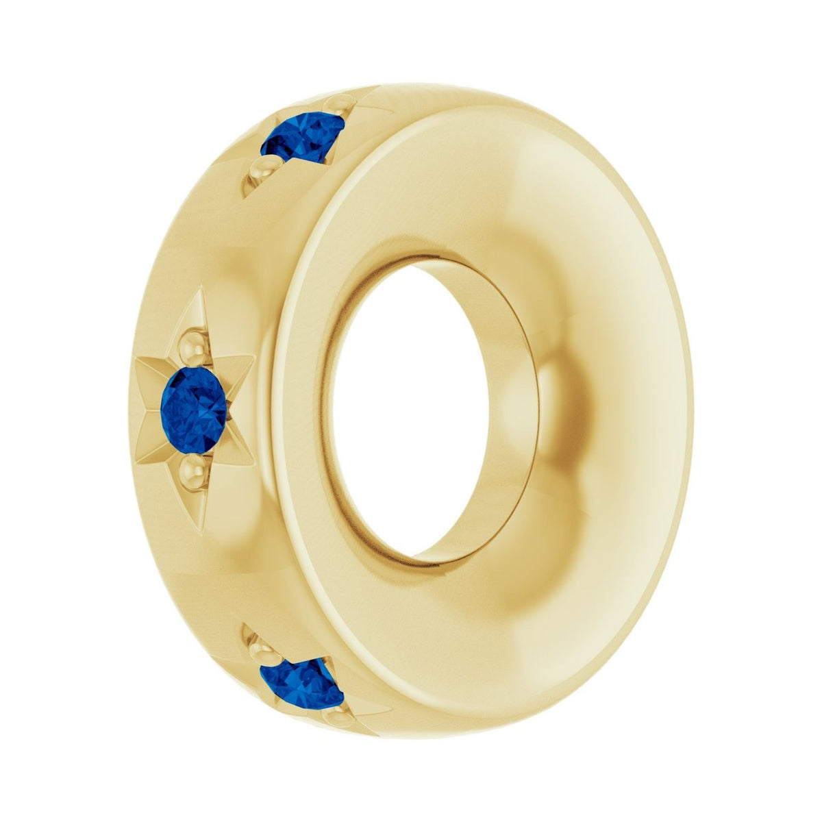 Sapphire Row Lab-Grown Gemstone Star Spacer Charm - Blue Sapphire, 14K Yellow Gold (view 2)