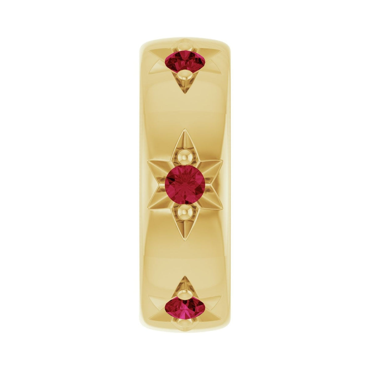 Sapphire Row Lab-Grown Gemstone Star Spacer Charm - Ruby, 10K Yellow Gold