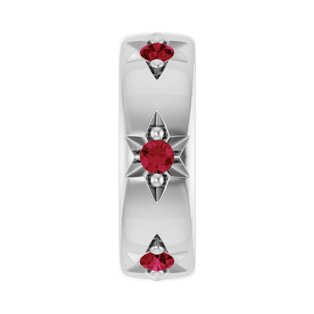 Sapphire Row Lab-Grown Gemstone Star Spacer Charm - Ruby, 10K White Gold