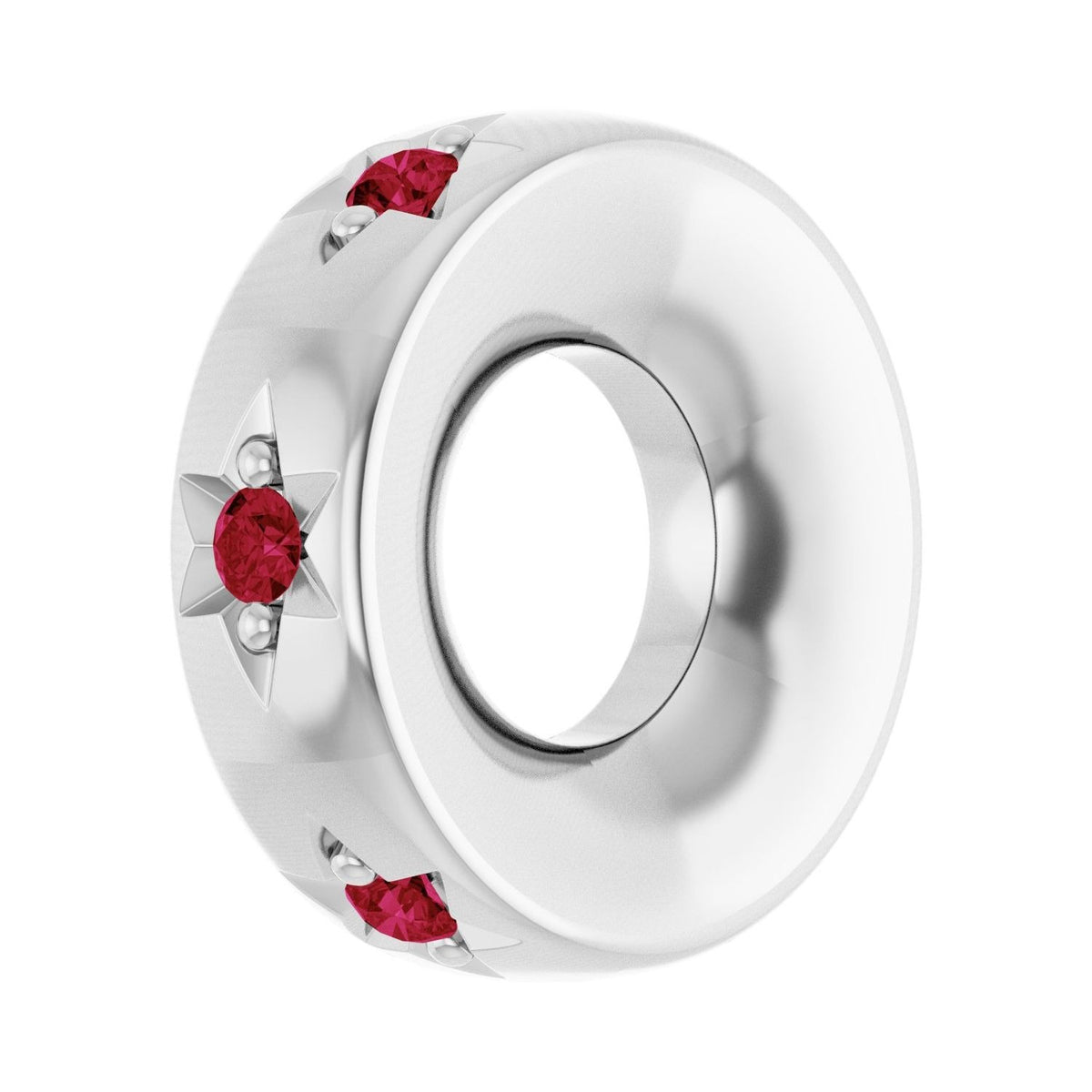 Sapphire Row Lab-Grown Gemstone Star Spacer Charm - Ruby, 14K White Gold (view 2)