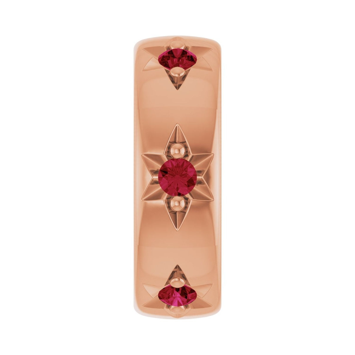 Sapphire Row Lab-Grown Gemstone Star Spacer Charm - Ruby, 14K Rose Gold