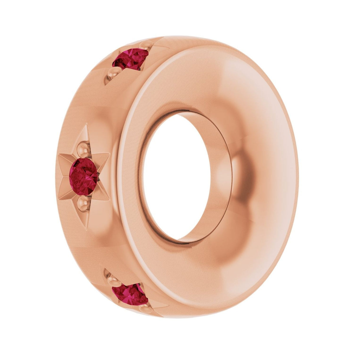 Sapphire Row Lab-Grown Gemstone Star Spacer Charm - Ruby, 14K Rose Gold (view 2)