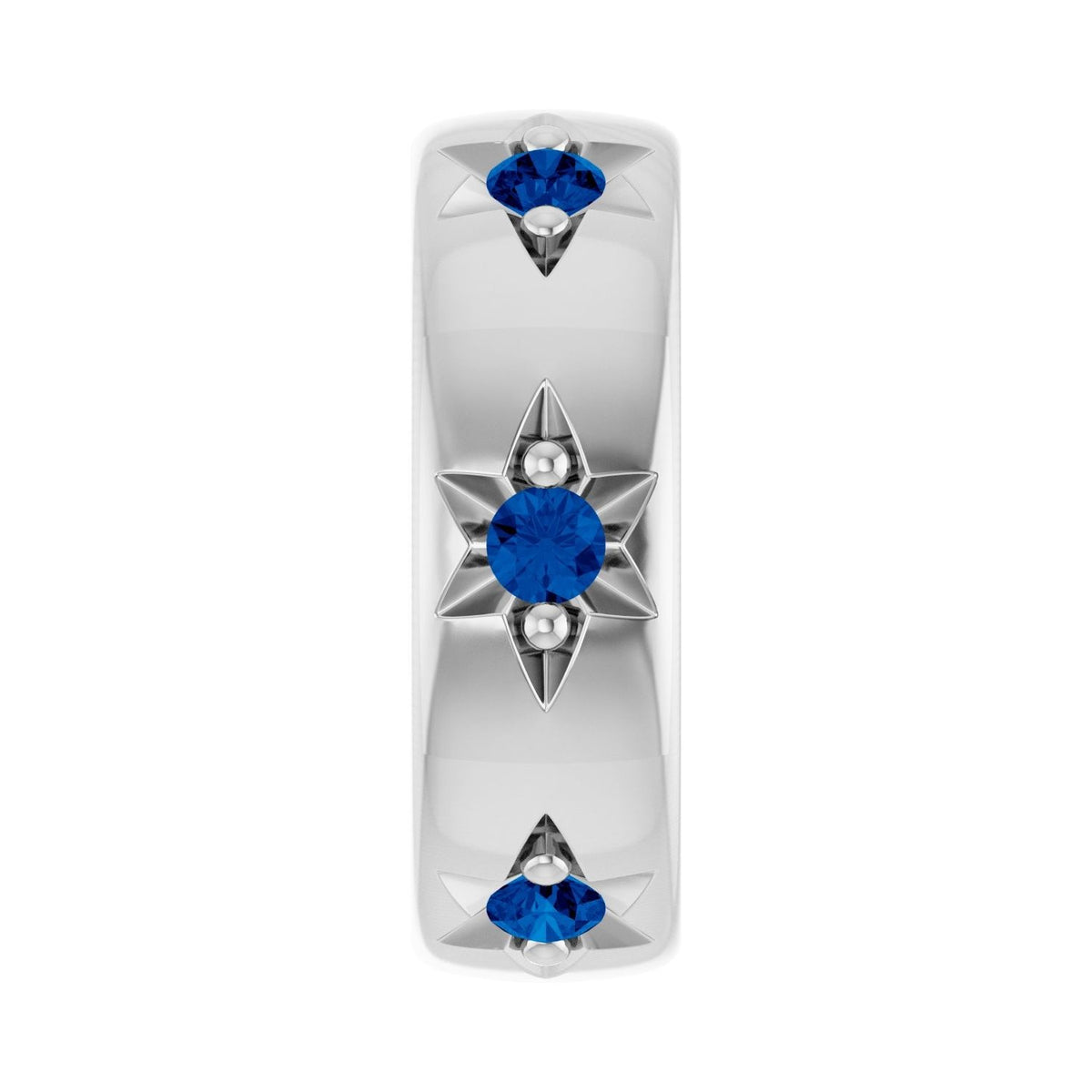 Sapphire Row Lab-Grown Gemstone Star Spacer Charm - Blue Sapphire, 10K White Gold