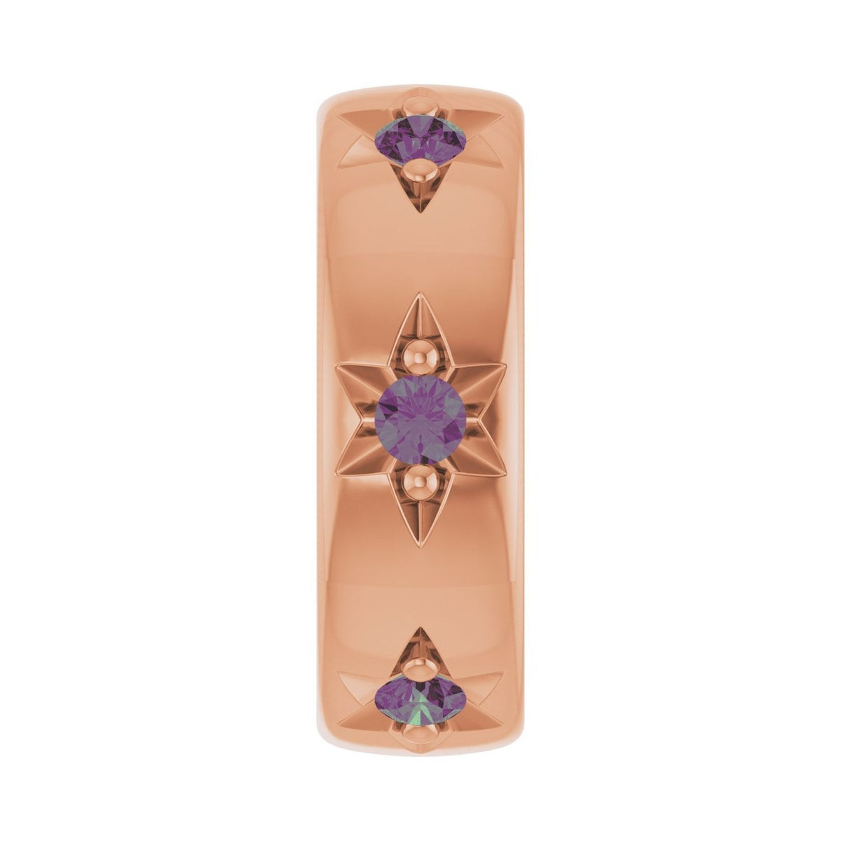 Sapphire Row Lab-Grown Gemstone Star Spacer Charm - Alexandrite, 14K Rose Gold