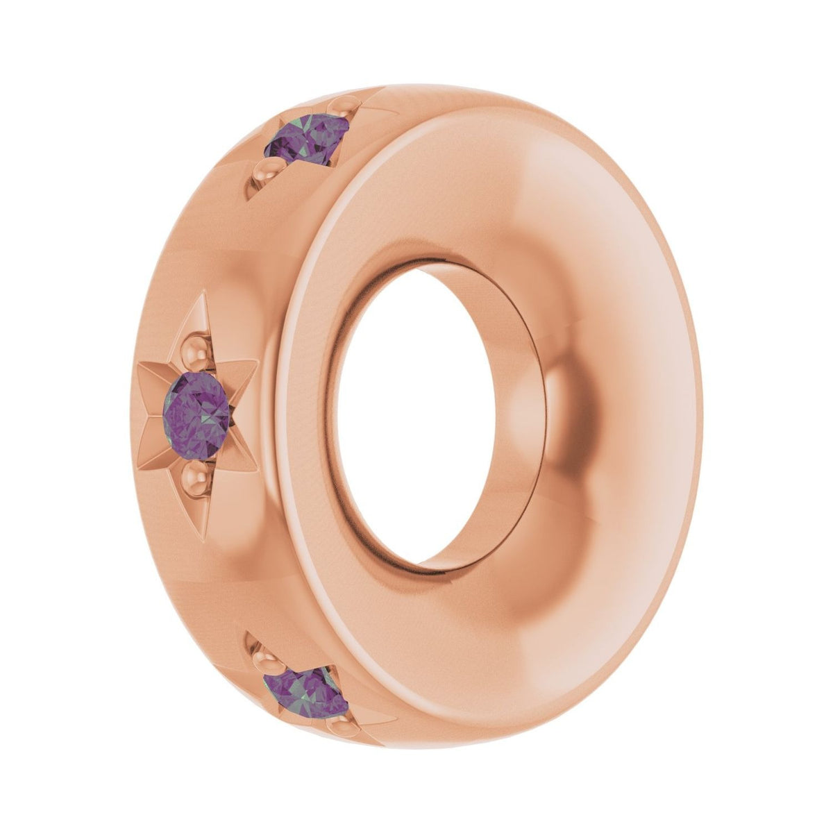 Sapphire Row Lab-Grown Gemstone Star Spacer Charm - Alexandrite, 14K Rose Gold (view 2)