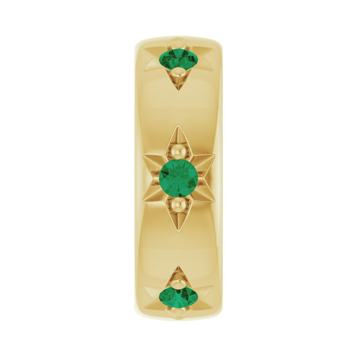 Sapphire Row Lab-Grown Gemstone Star Spacer Charm - Emerald, 14K Yellow Gold
