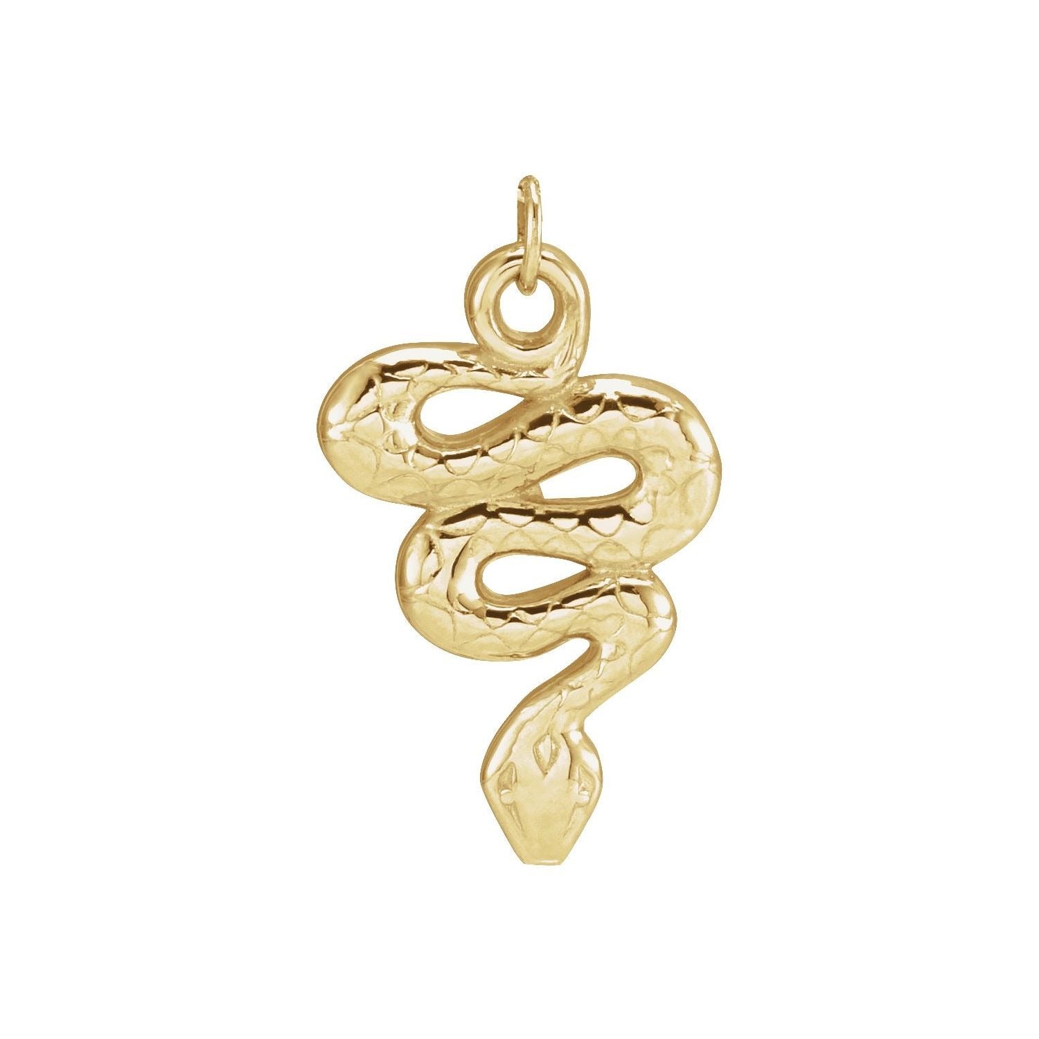 Sapphire Row Gold Snake Pendant - 14K Yellow Gold
