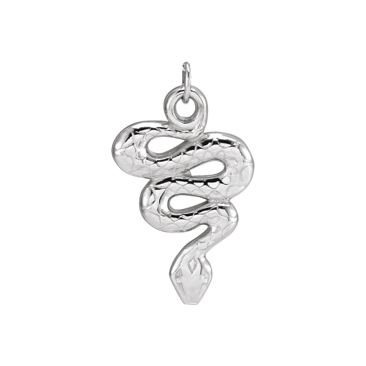 Sapphire Row Gold Snake Pendant - 14K White Gold
