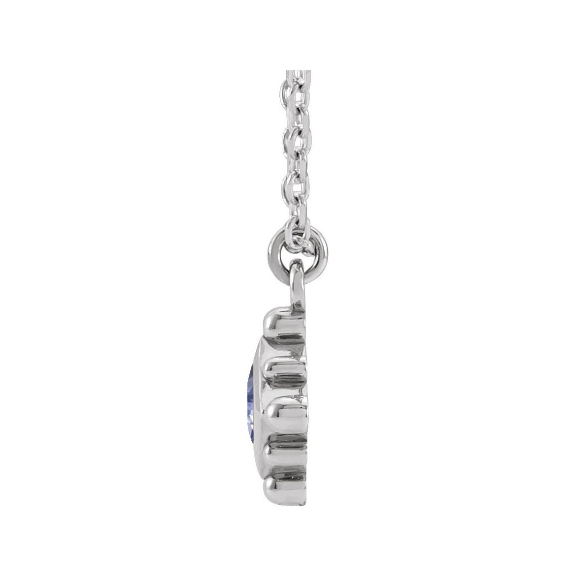 Sapphire Row Natural Gemstone Beaded Princess Bezel Necklace - Tanzanite, 14K White Gold (view 2)