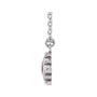 Sapphire Row Natural Gemstone Beaded Princess Bezel Necklace - Pink Tourmaline, 14K White Gold (view 2)