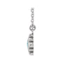 Sapphire Row Natural Gemstone Beaded Princess Bezel Necklace - Aquamarine, 14K White Gold (view 2)