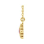 Sapphire Row Natural Gemstone Beaded Princess Bezel Necklace - Pink Tourmaline, 14K Yellow Gold (view 2)