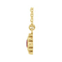 Sapphire Row Natural Gemstone Beaded Princess Bezel Necklace - Ruby, 14K Yellow Gold (view 2)