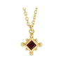 Sapphire Row Natural Gemstone Beaded Princess Bezel Necklace - Mozambique Garnet, 14K Yellow Gold