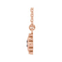 Sapphire Row Natural Gemstone Beaded Princess Bezel Necklace - White Sapphire, 14K Rose Gold (view 2)