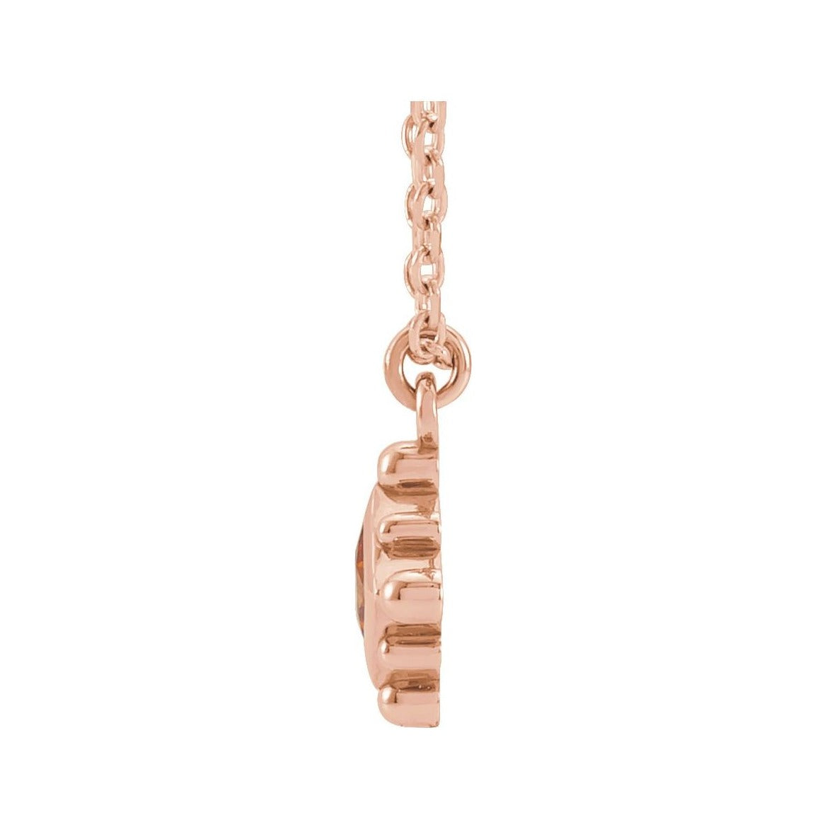 Sapphire Row Natural Gemstone Beaded Princess Bezel Necklace - Citrine, 14K Rose Gold (view 2)