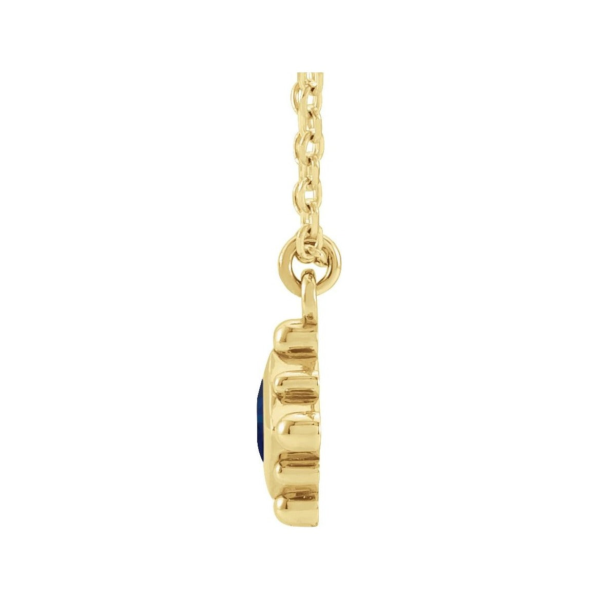 Sapphire Row Natural Gemstone Beaded Princess Bezel Necklace - Blue Sapphire, 14K Yellow Gold (view 2)
