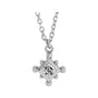 Sapphire Row Natural Gemstone Beaded Princess Bezel Necklace - White Sapphire, 14K White Gold