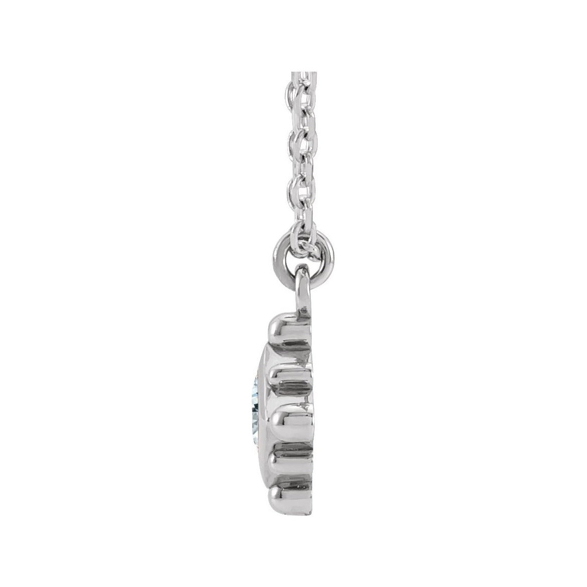 Sapphire Row Natural Gemstone Beaded Princess Bezel Necklace - White Sapphire, 14K White Gold (view 2)