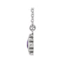 Sapphire Row Natural Gemstone Beaded Princess Bezel Necklace - Amethyst, 14K White Gold (view 2)
